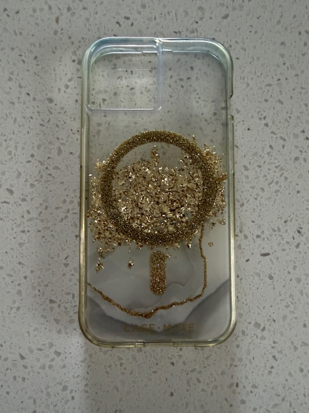 case-mate iPhone 15 Clear Phone Case with Gold Glitter Ring Accent